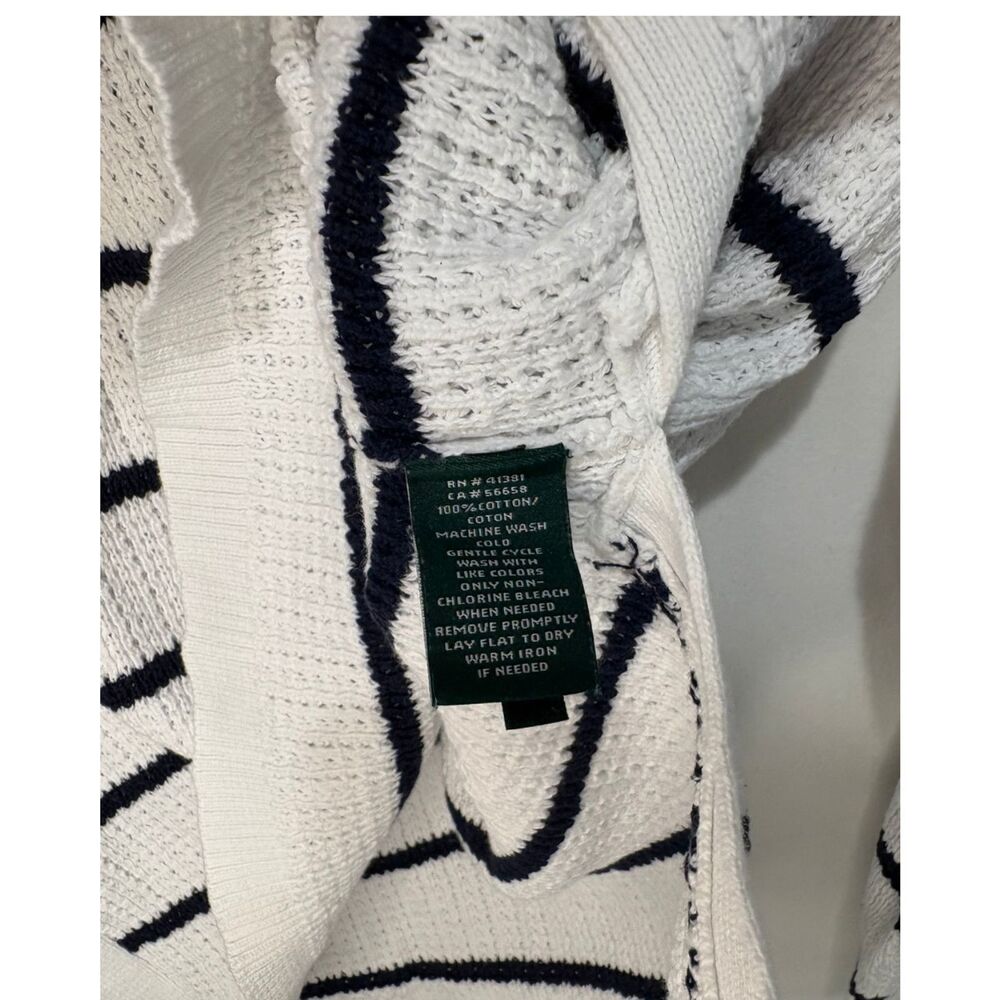 Ralph Lauren Navy & White Striped Cotton Sweater Preppy Coastal Classic Pullover - Picture 6 of 8
